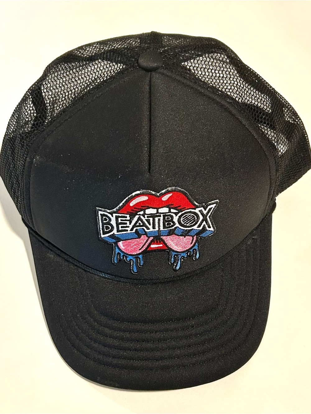 Beatbox Snapback Trucker Hat Cap Adjustable Black Mouth Tongue Lips Drool Swag